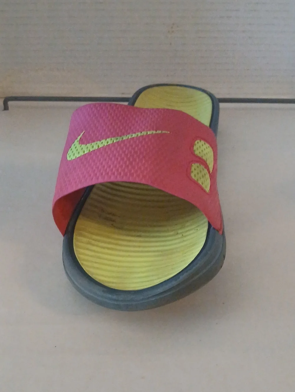 Nike Solaroft Men's Pink Strap Slides with Yellow Footbeds